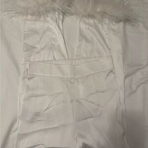 NADINE MERABI White Feather Trim Top